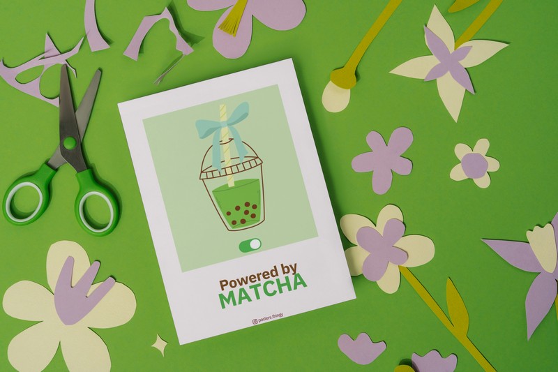 Thiệp Powered by Matcha Posters Thingy