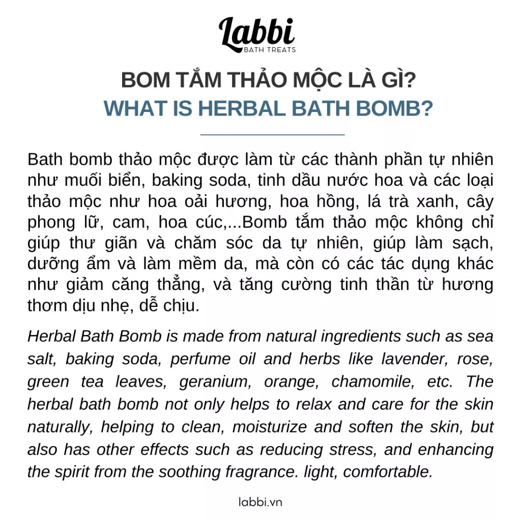 JASMINE LAVENDER Viên sủi thảo mộc HERBAL BATH BOMB Labbi