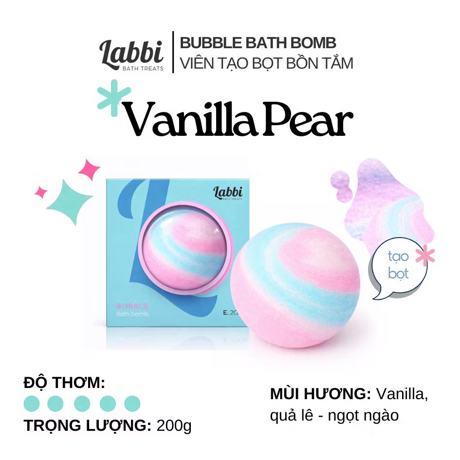 Viên tạo bọt bồn tắm 220gr Vanilla Pear Labbi