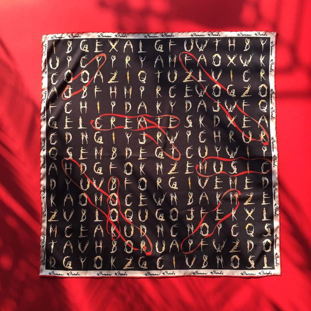 SILK SCARF LY VU CARRE WOMAN WORDS V1 90X90