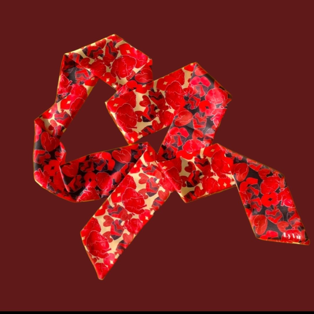 SILK SCARF LY VU TWILLY HELY HEART 9x180