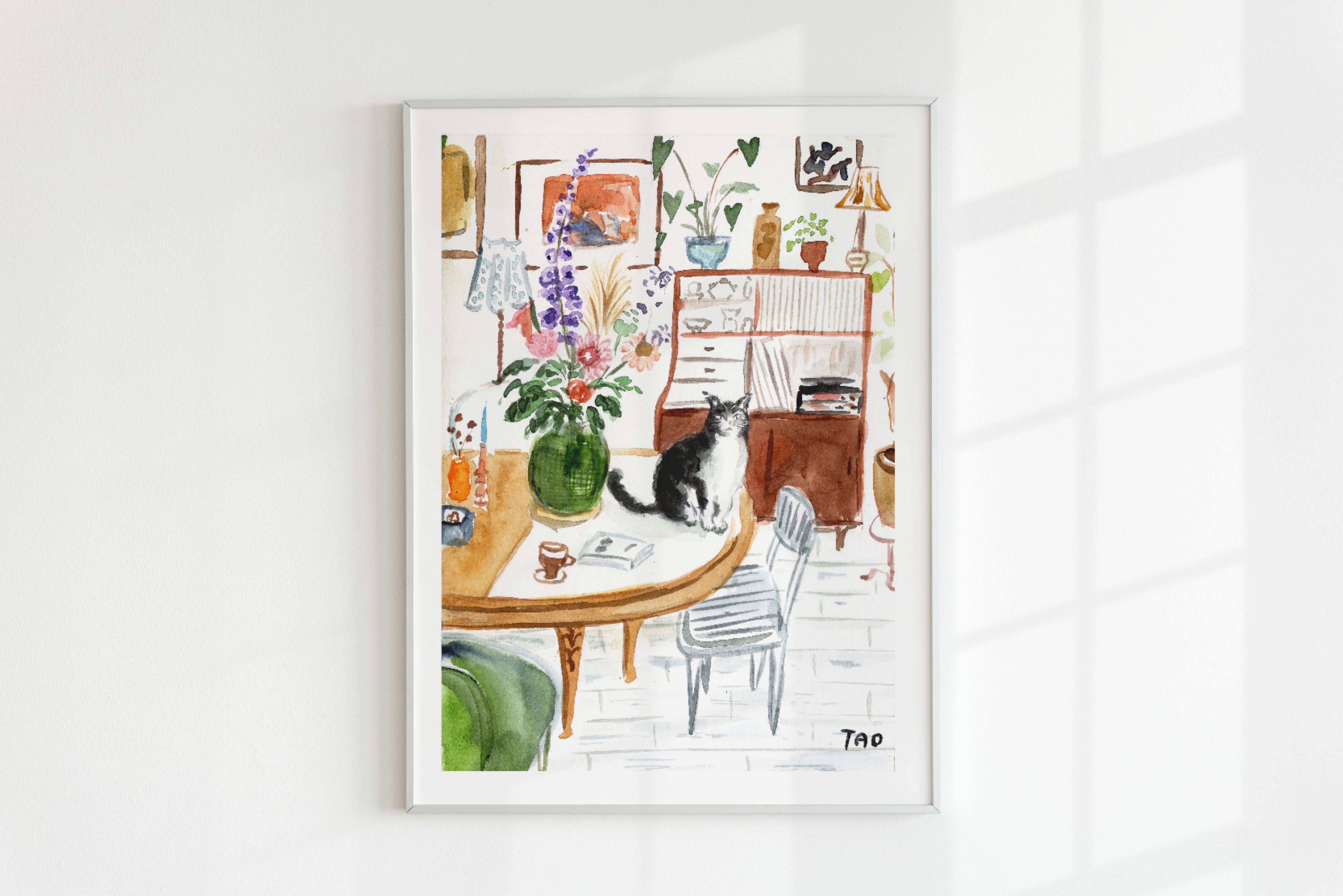 Tranh A3 Cat Indoors / interior with cat Tao Creative