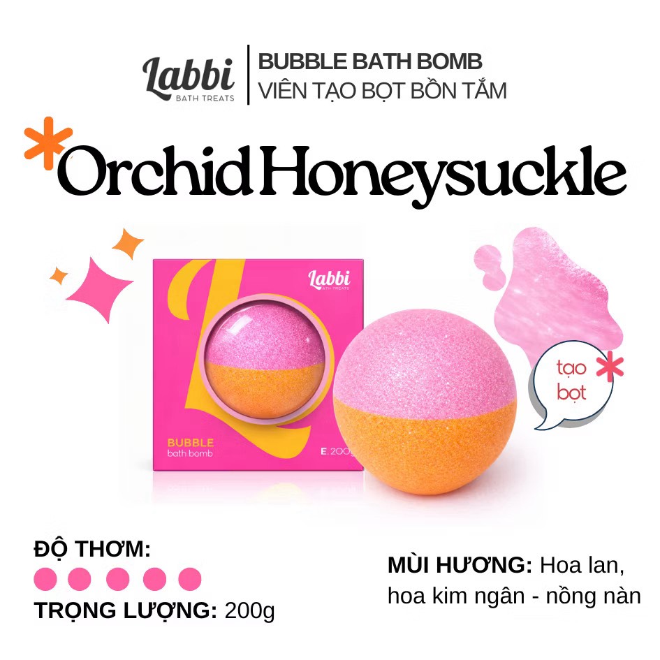 Viên tạo bọt bồn tắm 220gr Orchid Honeysuckle Labbi