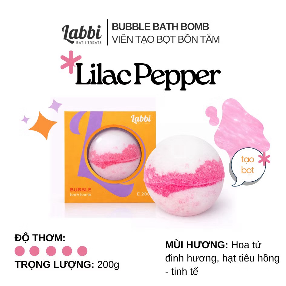 Viên tạo bọt bồn tắm 220gr Lilac Pepper Labbi