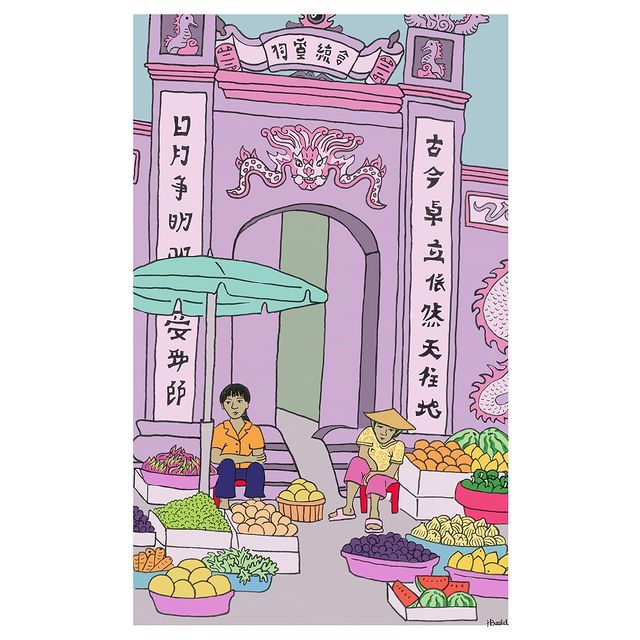 Tranh Hannah Budd A4 Fruit Sellers Digital