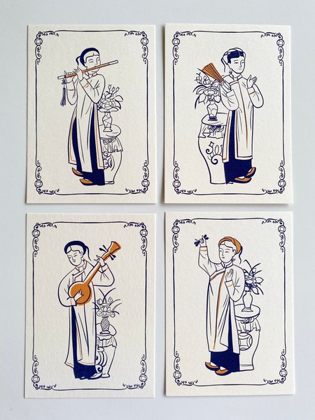 Set 4 Thiệp Mai Lê Hàng Trống