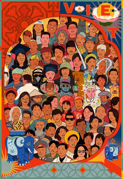 Tranh Lương Doo A4 Bắc Nam một nhà