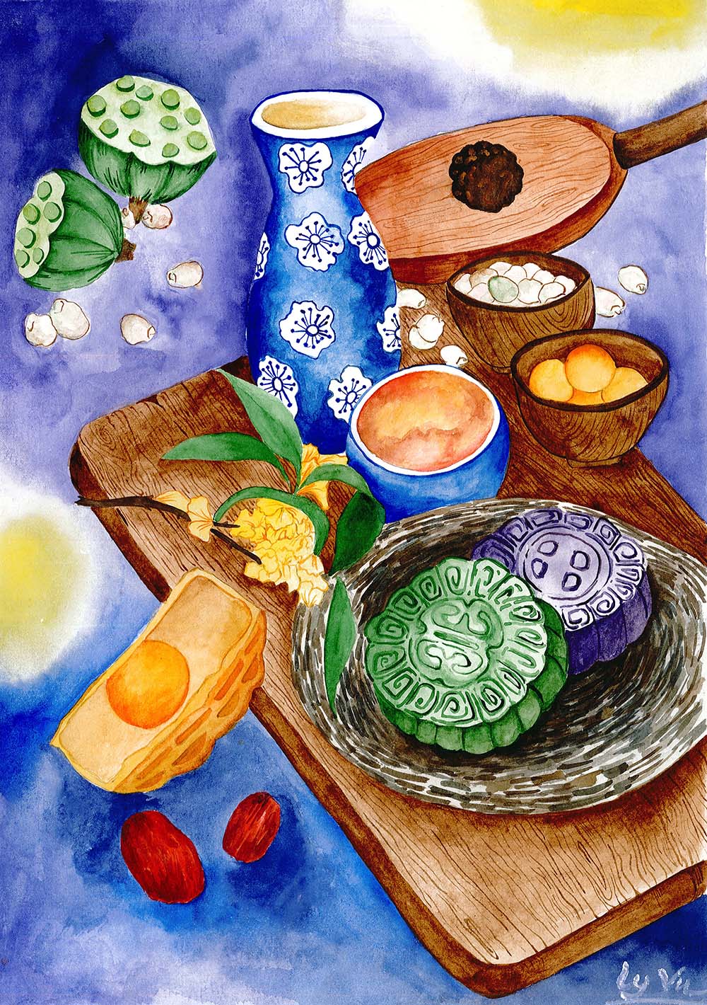 Tranh A4 Ly Vũ MID-AUTUMN FLAVORS 2