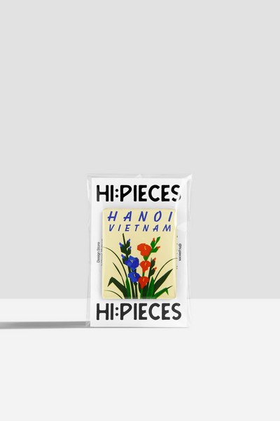 Nam Châm Hoa Đỏ Xanh Nền Trắng Hi:Pieces