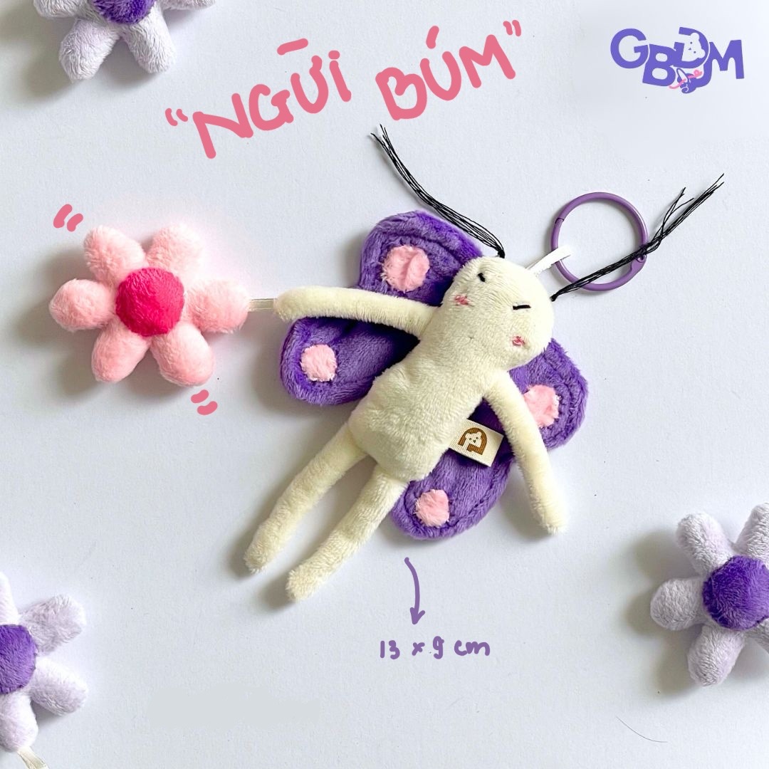 Móc chìa khóa - Người Bướm Gấu Bông Đình May