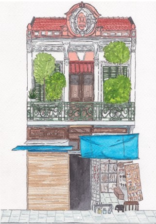 Tranh Soulbird Hanoi Old House 06 A3