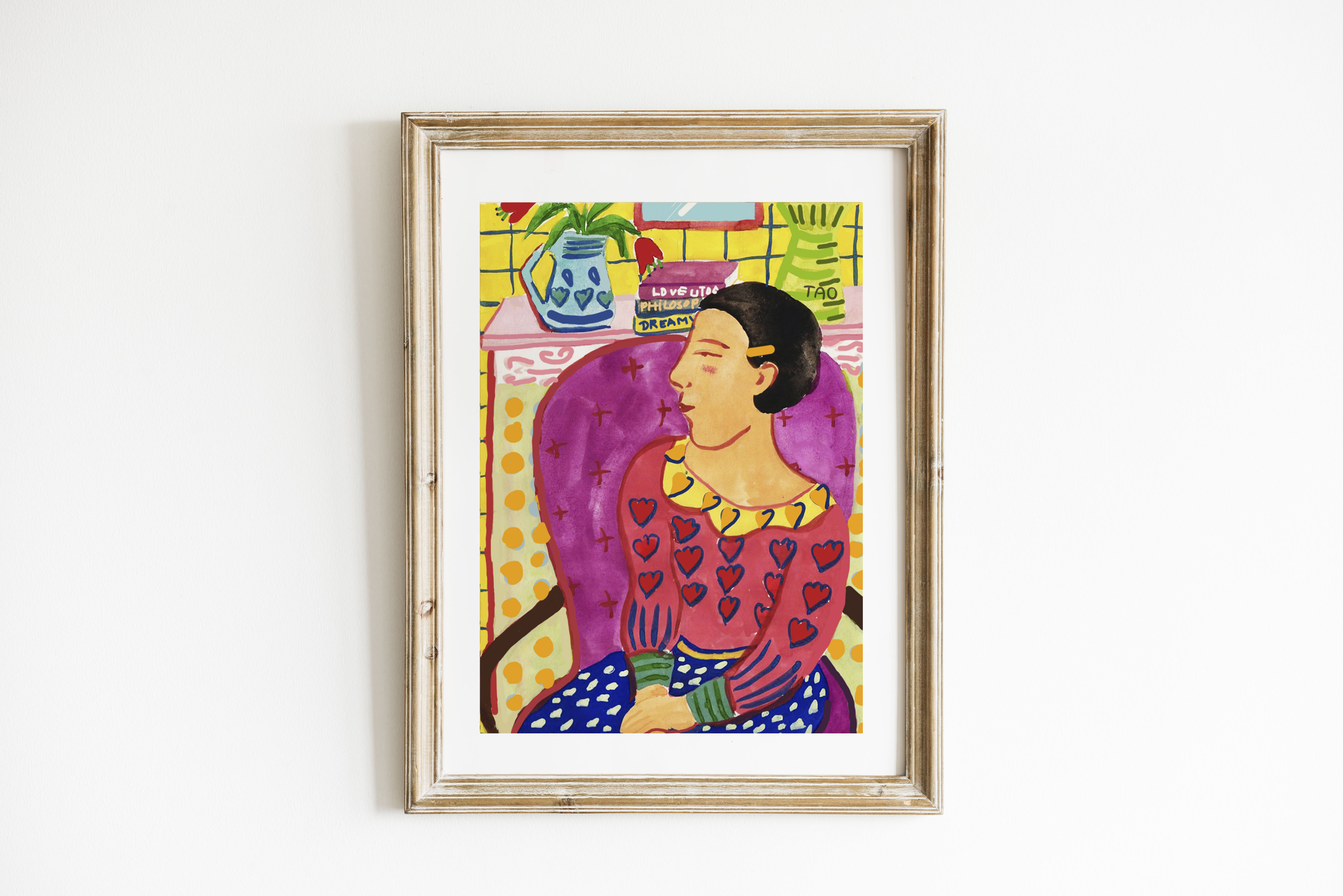 Tranh Tao A4 Girl With Lovehearts