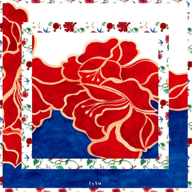 SILK SCARF LY VU Amoure 90X90