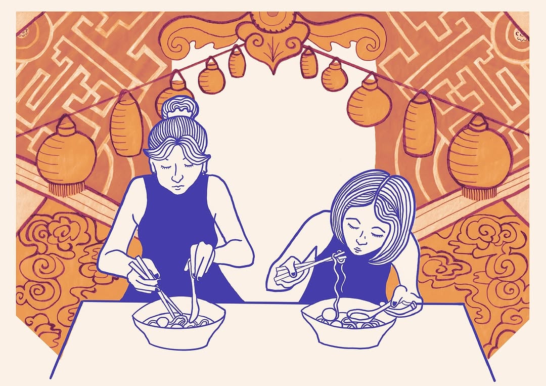 Tranh Hannah Budd A4 Digital Bangkok noodles