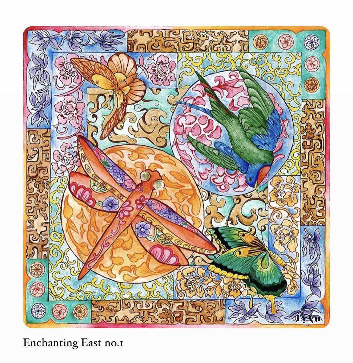 SILK SCARF LY VU 90X90 Enchanting East No.1