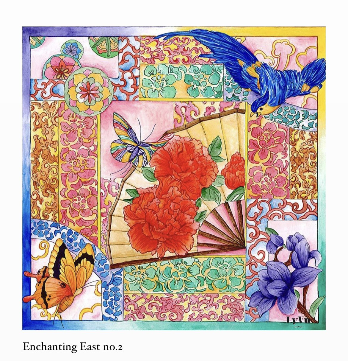 SILK SCARF LY VU 90X90 Enchanting East No.2