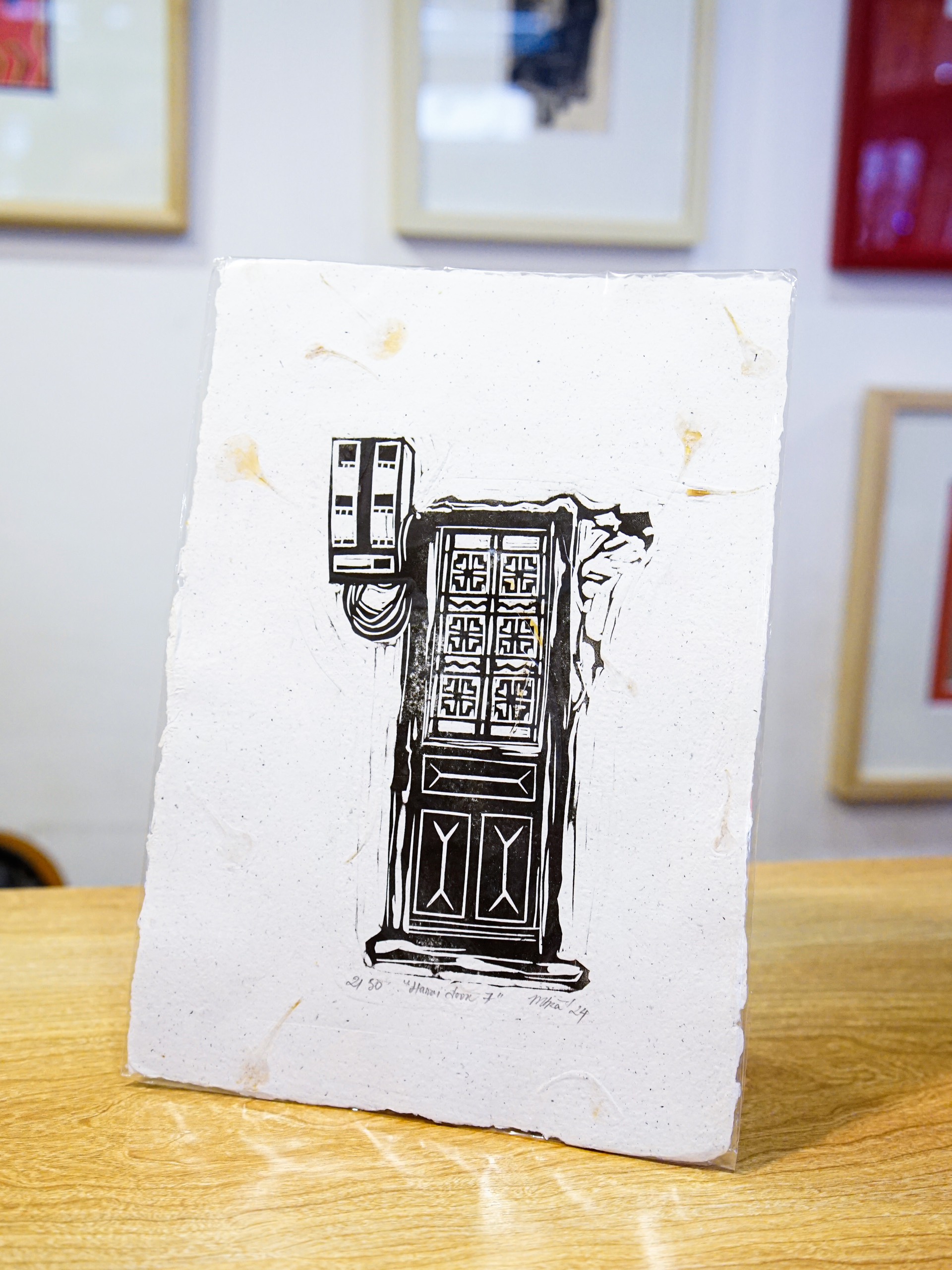 Tranh Lem A5 Linocut Doors