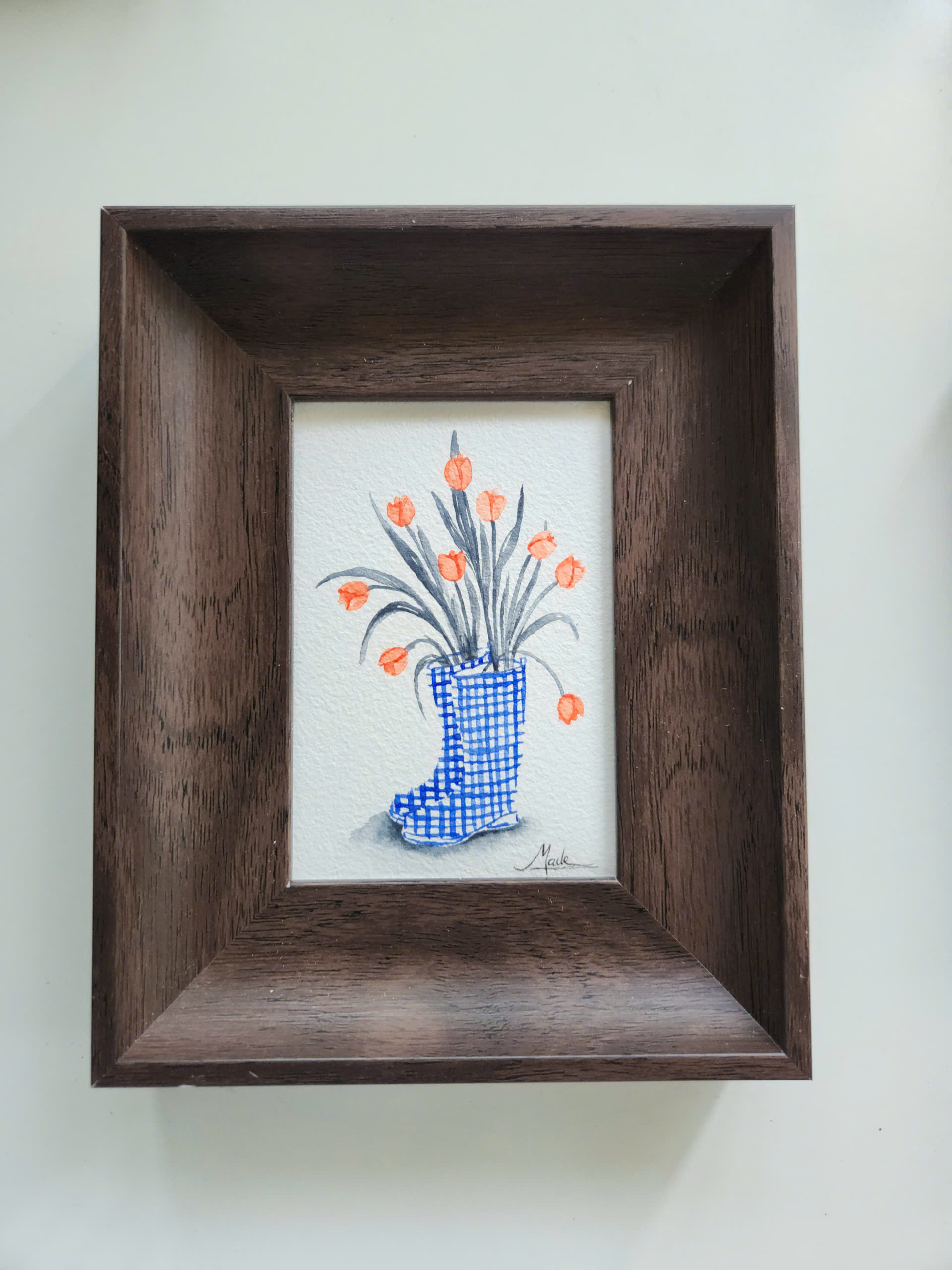 Tranh gốc kèm khung giả gỗ 2 Mai Lê