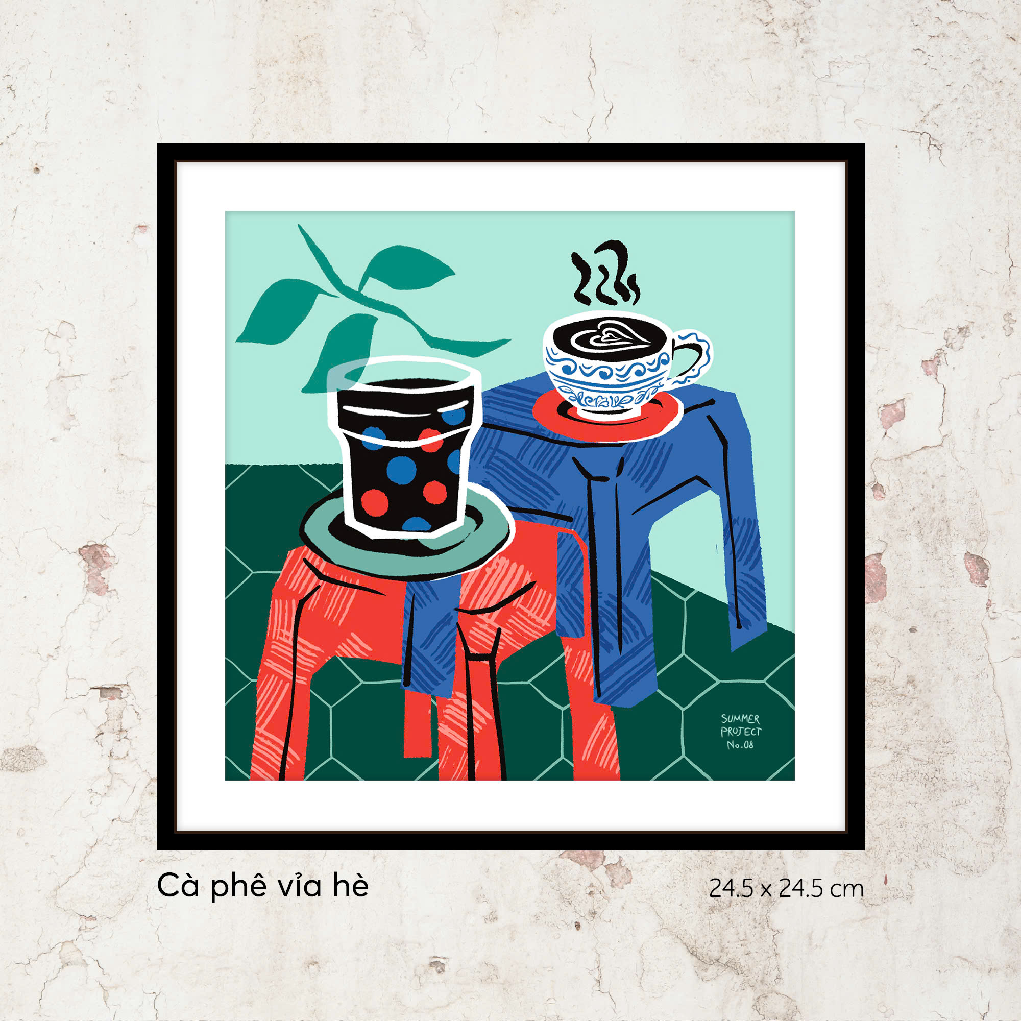 Tranh Summer Project No.8 Cà Phê Vỉa Hè ( 24.5 cm x 24.5 cm )