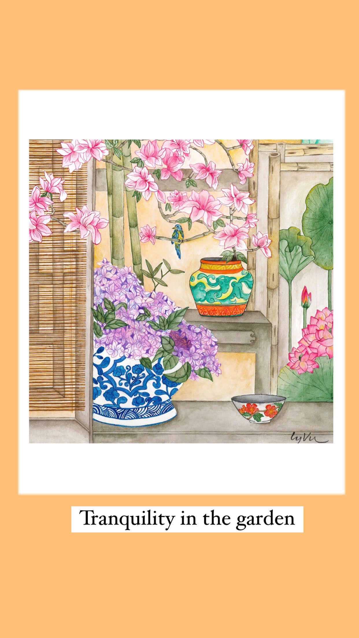 Tranh Ly Vũ A4 Tranquility in the Garden