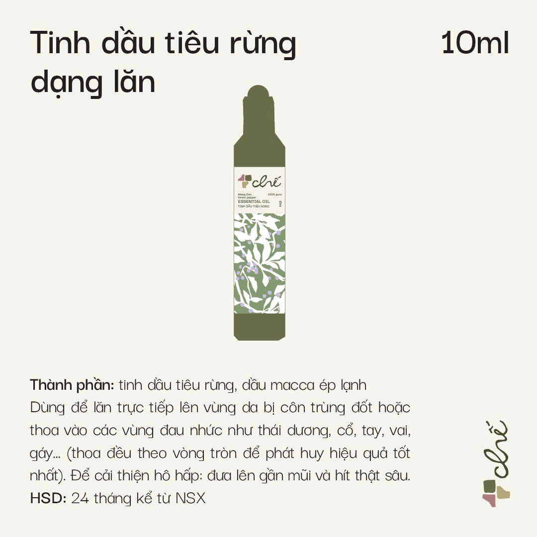 ( Dạng con lăn ) Tinh dầu tiêu rừng Măng Đen forest pepper essential oil Chế