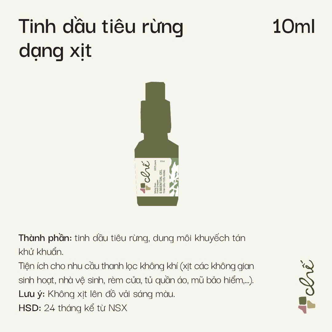 ( Dạng xịt ) Tinh dầu tiêu rừng Măng Đen forest pepper essential oil Chế