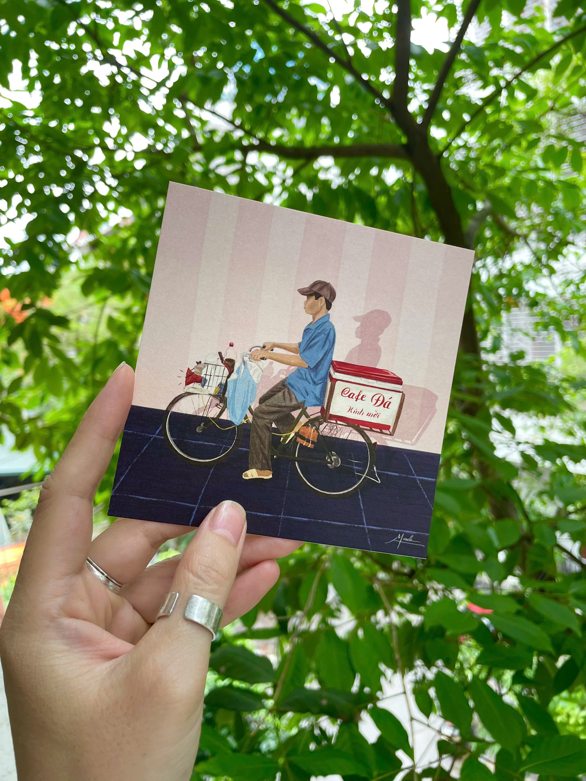 Thiệp Mai Lê xe cà phê