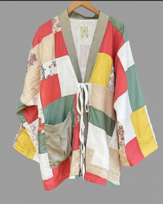 Áo khoác ghép vải dáng Nhật 1150 Chế Upcycled Clothing T10 / 25