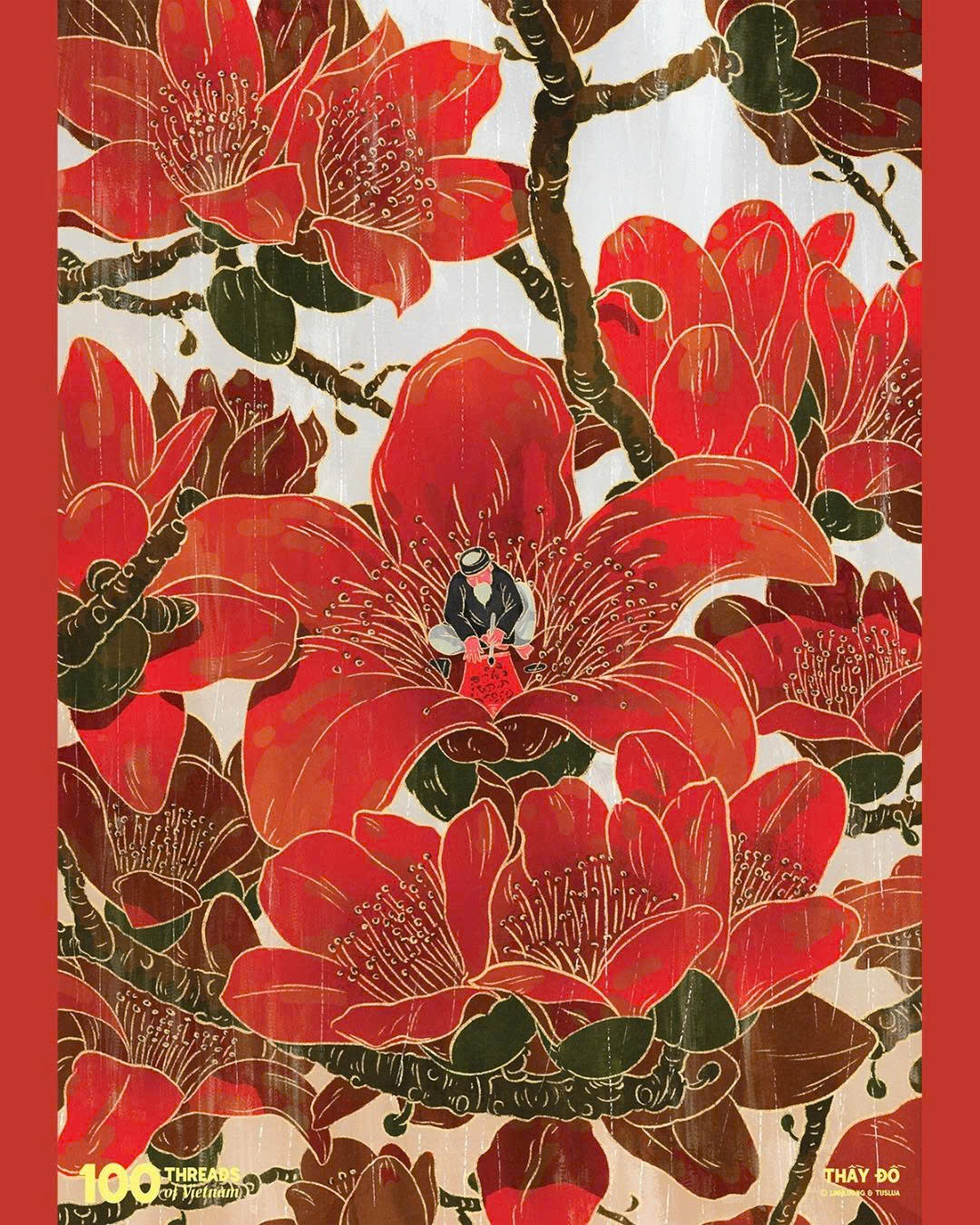 Tranh in giấy dó - "100 Threads of Vietnam" A5 Linh Luong Studio