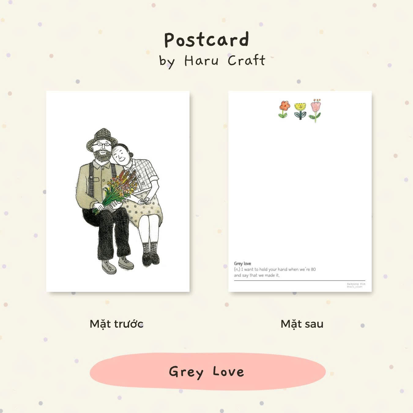 Thiệp Haru Postcard_Grey Love