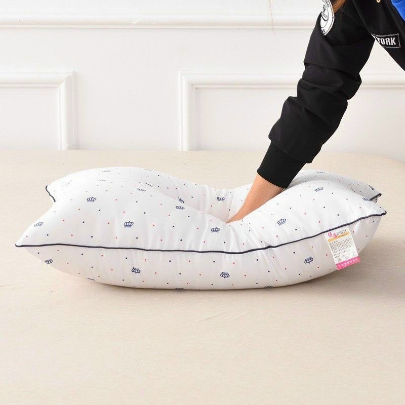 Gối đầu bông sợi trắng vương miện cotton thoáng khí có khóa kéo 45x65cm