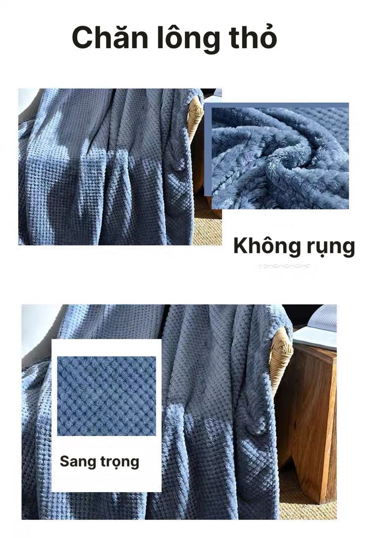 [Chăn Mỹ] Chăn Lông Thỏ AMARI Kích Thước Châu Âu 228x228cm Siêu Mềm Tuyệt Đối Không Rụng Lông