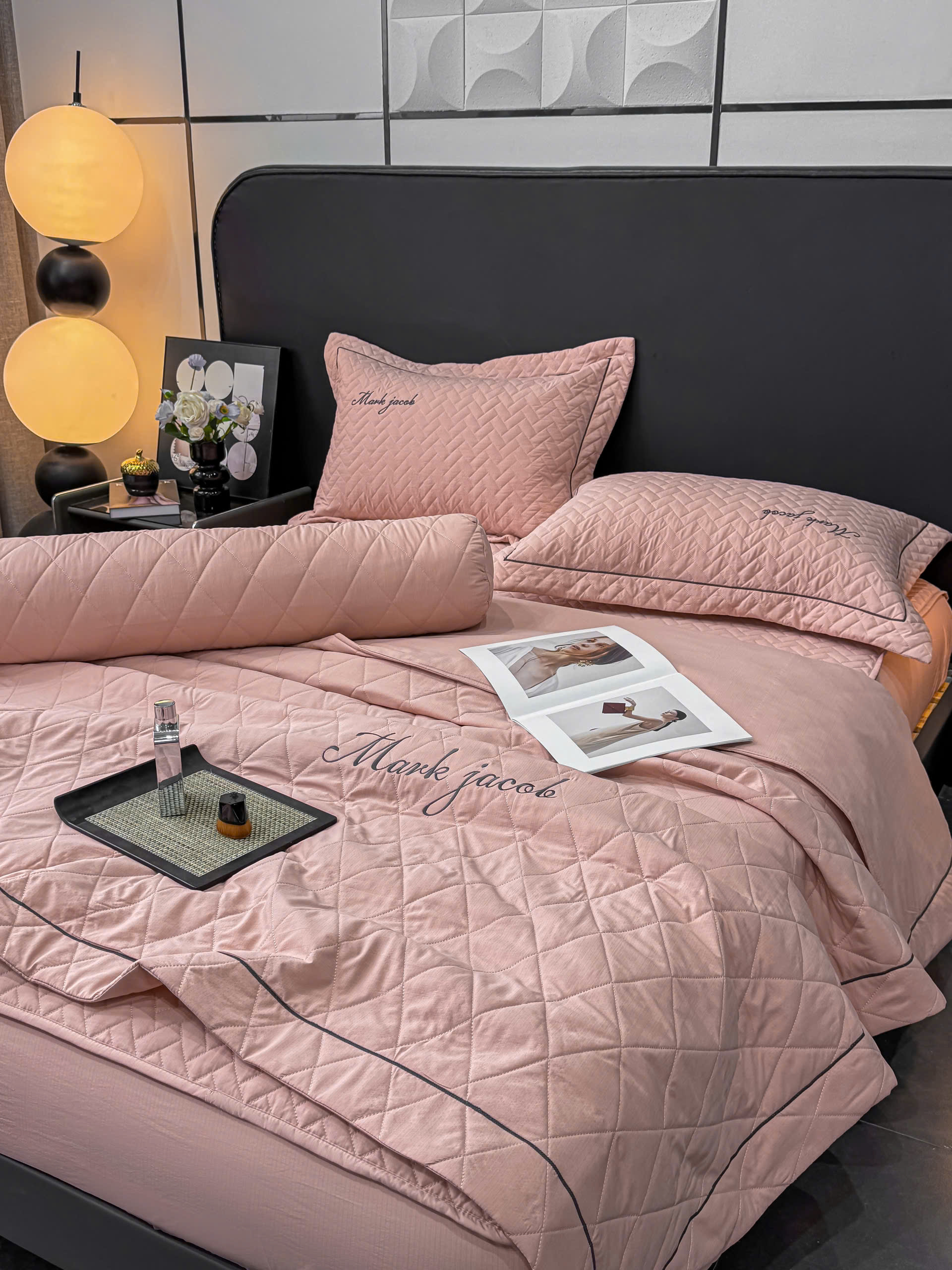Bộ chăn ga gối Cotton linen 3 chiều Magnetic Mark Jacob trần bông cao cấp