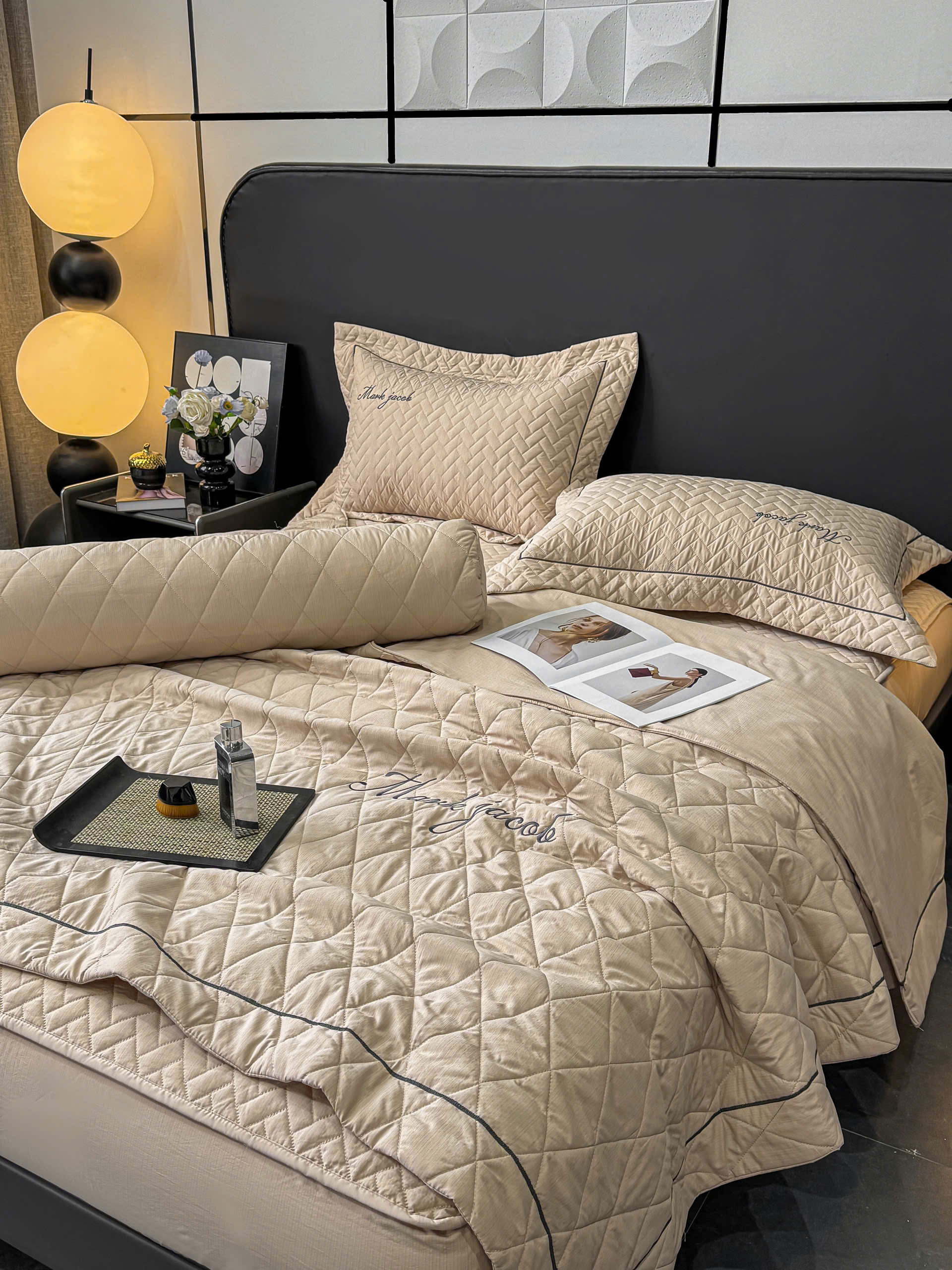 Bộ chăn ga gối Cotton linen 3 chiều Magnetic Mark Jacob trần bông cao cấp