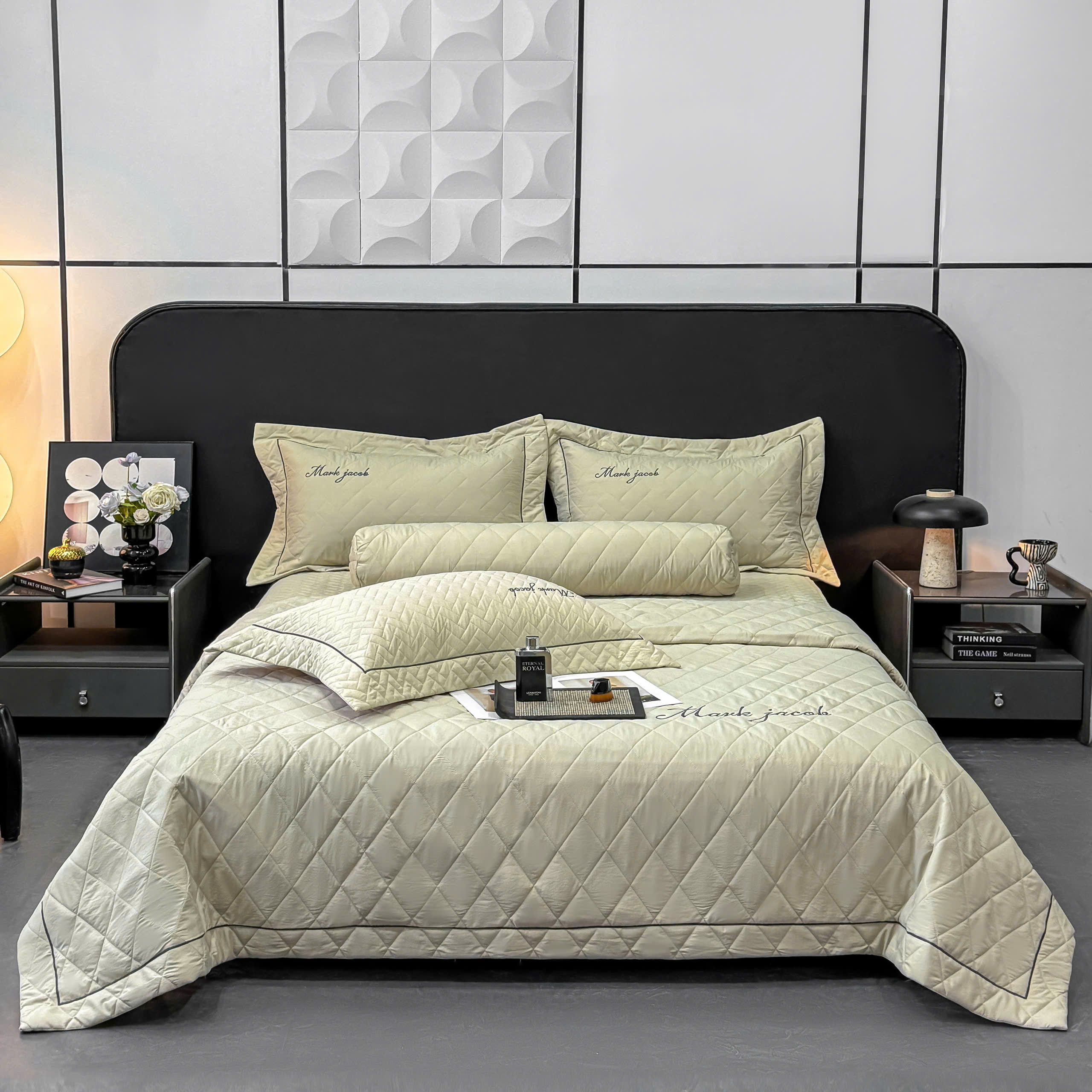 Bộ chăn ga gối Cotton linen 3 chiều Magnetic Mark Jacob trần bông cao cấp