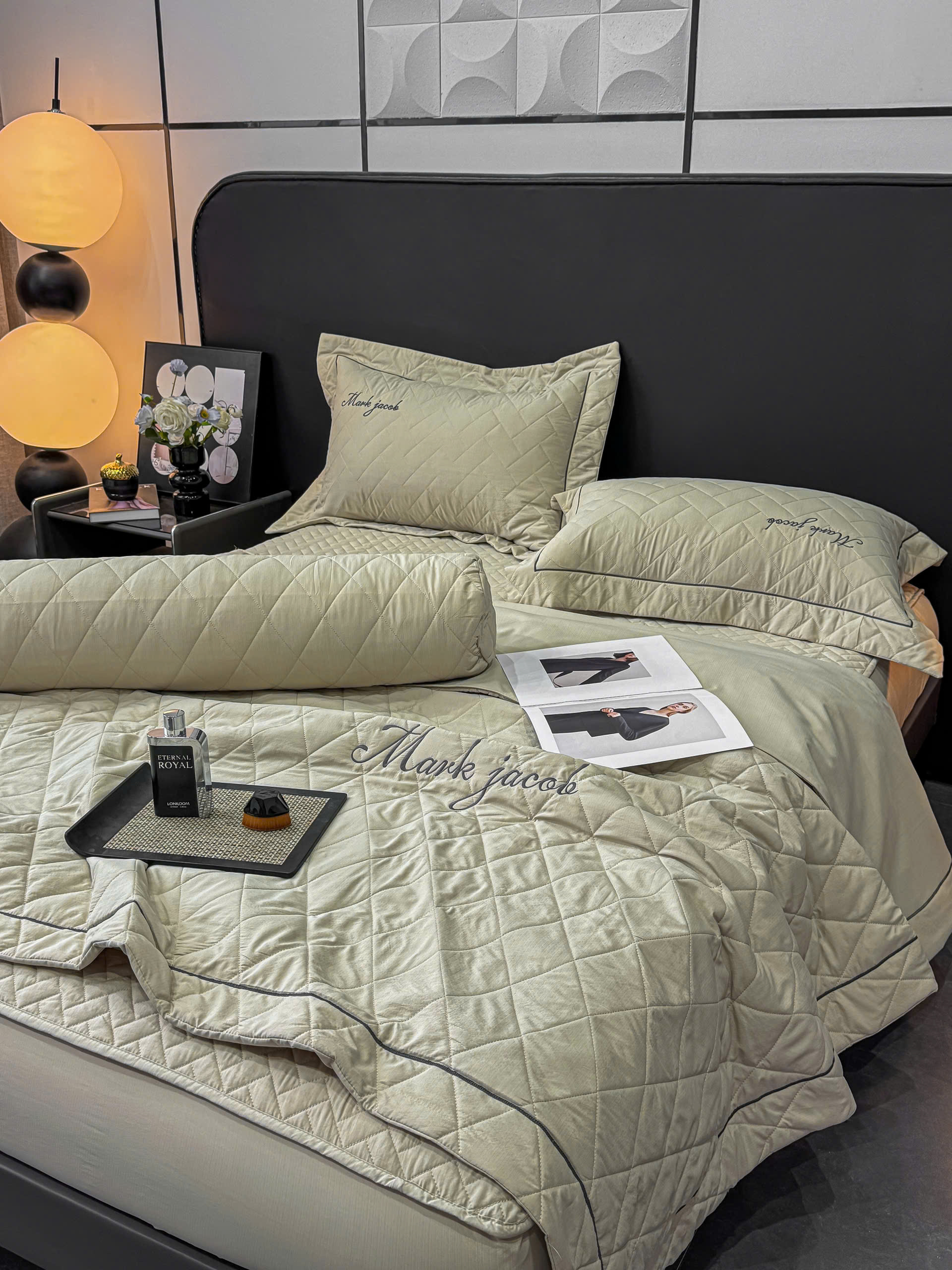 Bộ chăn ga gối Cotton linen 3 chiều Magnetic Mark Jacob trần bông cao cấp