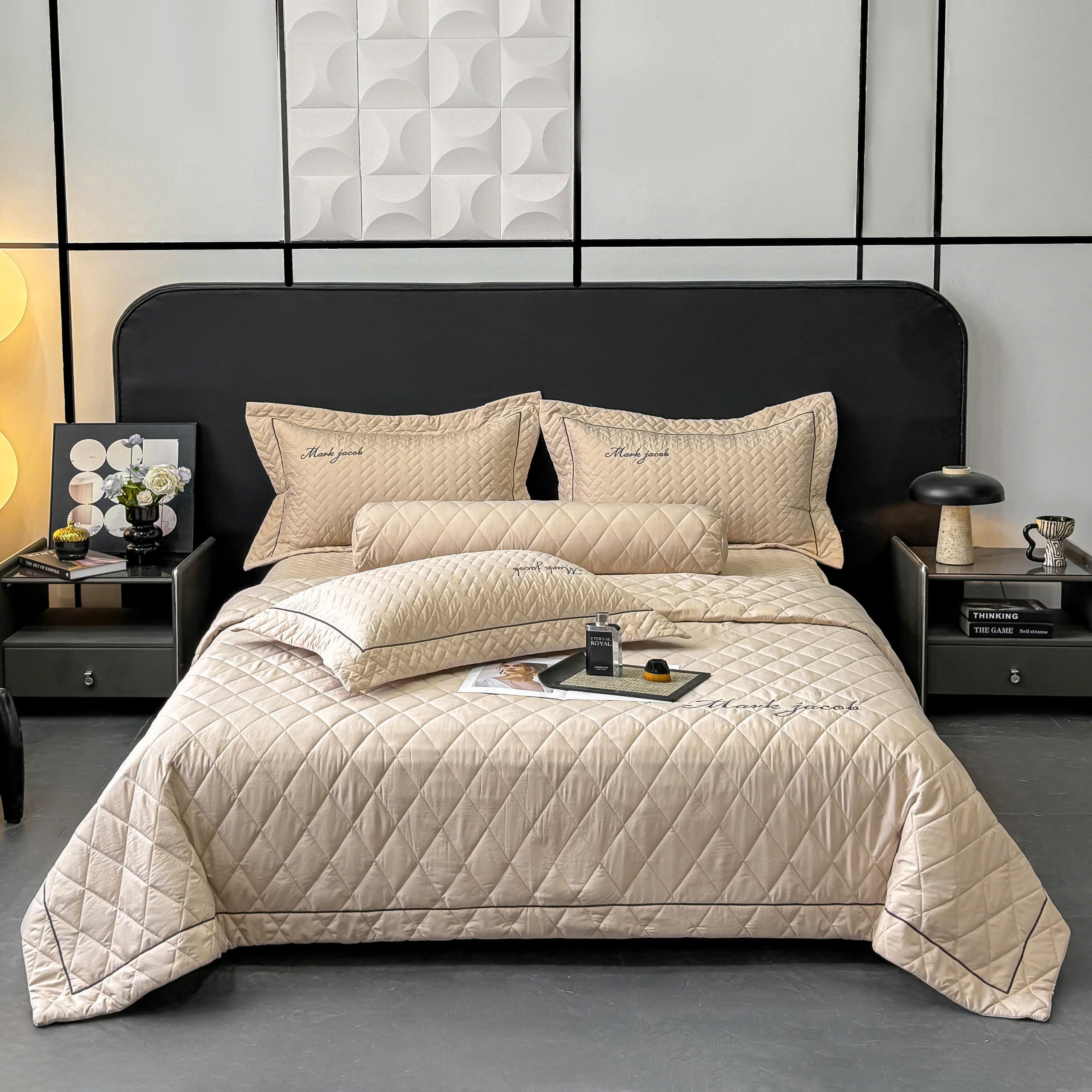 Bộ chăn ga gối Cotton linen 3 chiều Magnetic Mark Jacob trần bông cao cấp