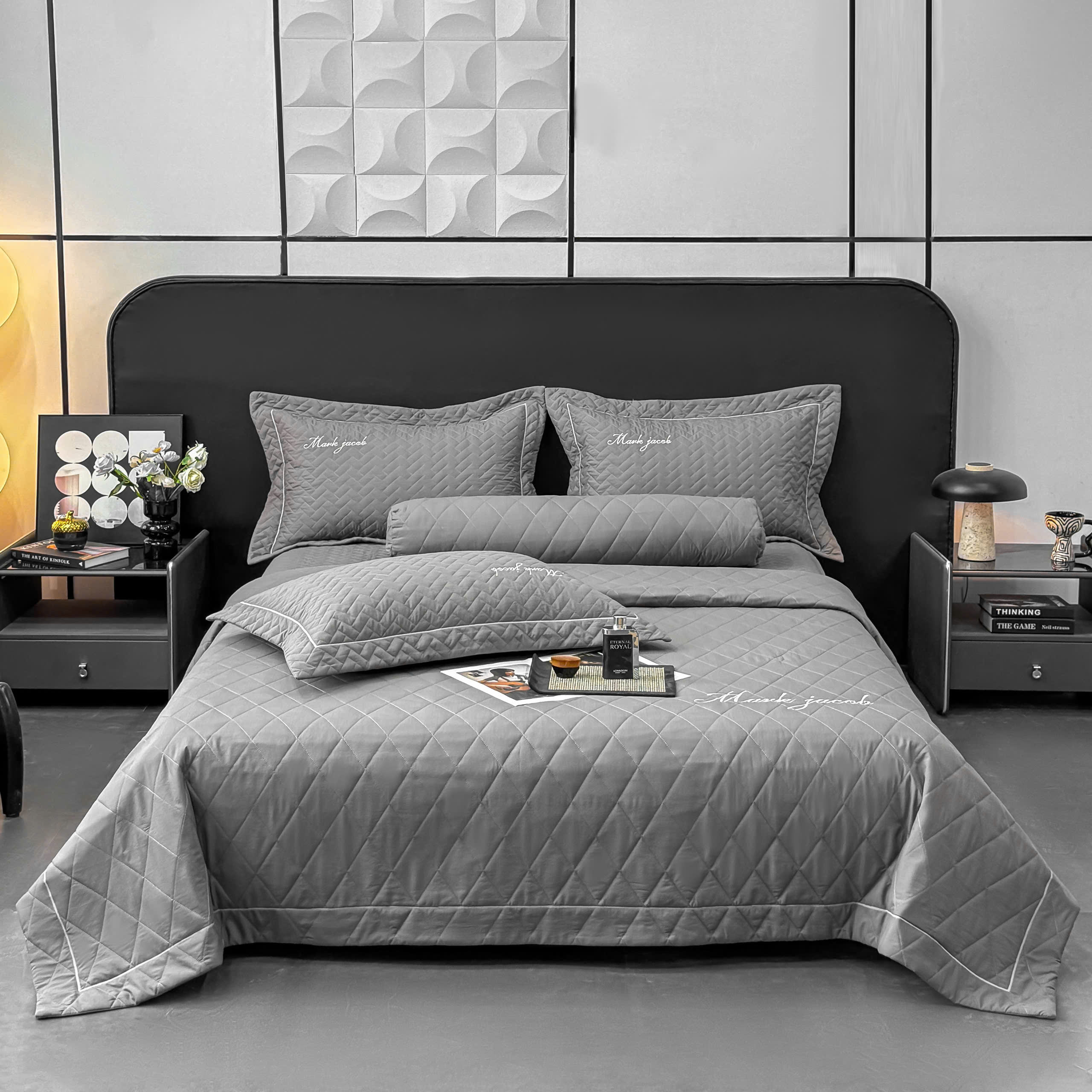 Bộ chăn ga gối Cotton linen 3 chiều Magnetic Mark Jacob trần bông cao cấp
