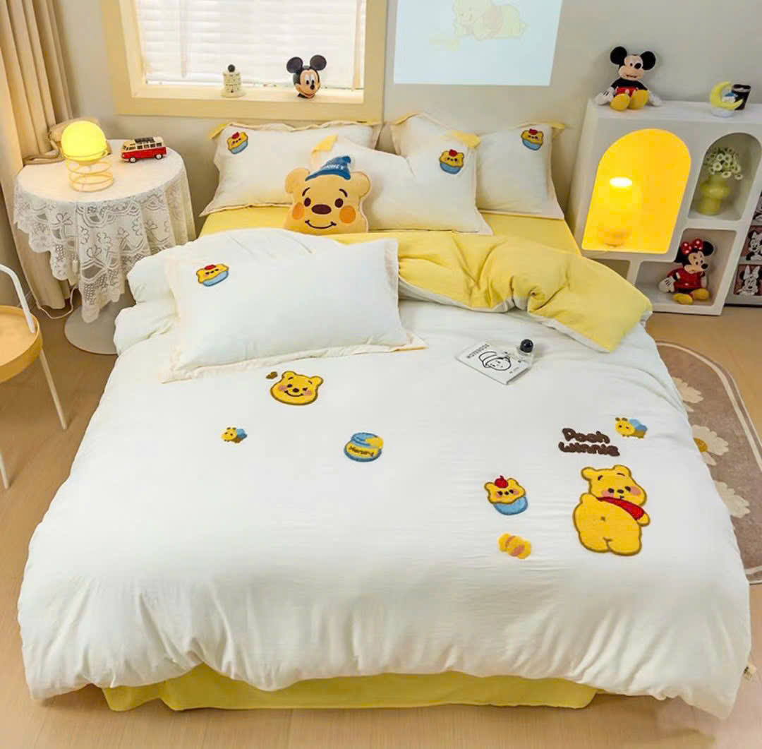 Bộ Chăn Ga Gối Đũi Dệt Disney