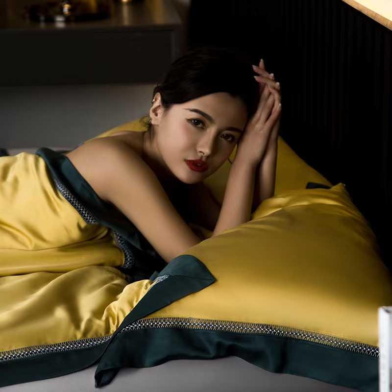 Chăn lụa tencel 120s nishikawa cao cấp vàng Ánh Kim