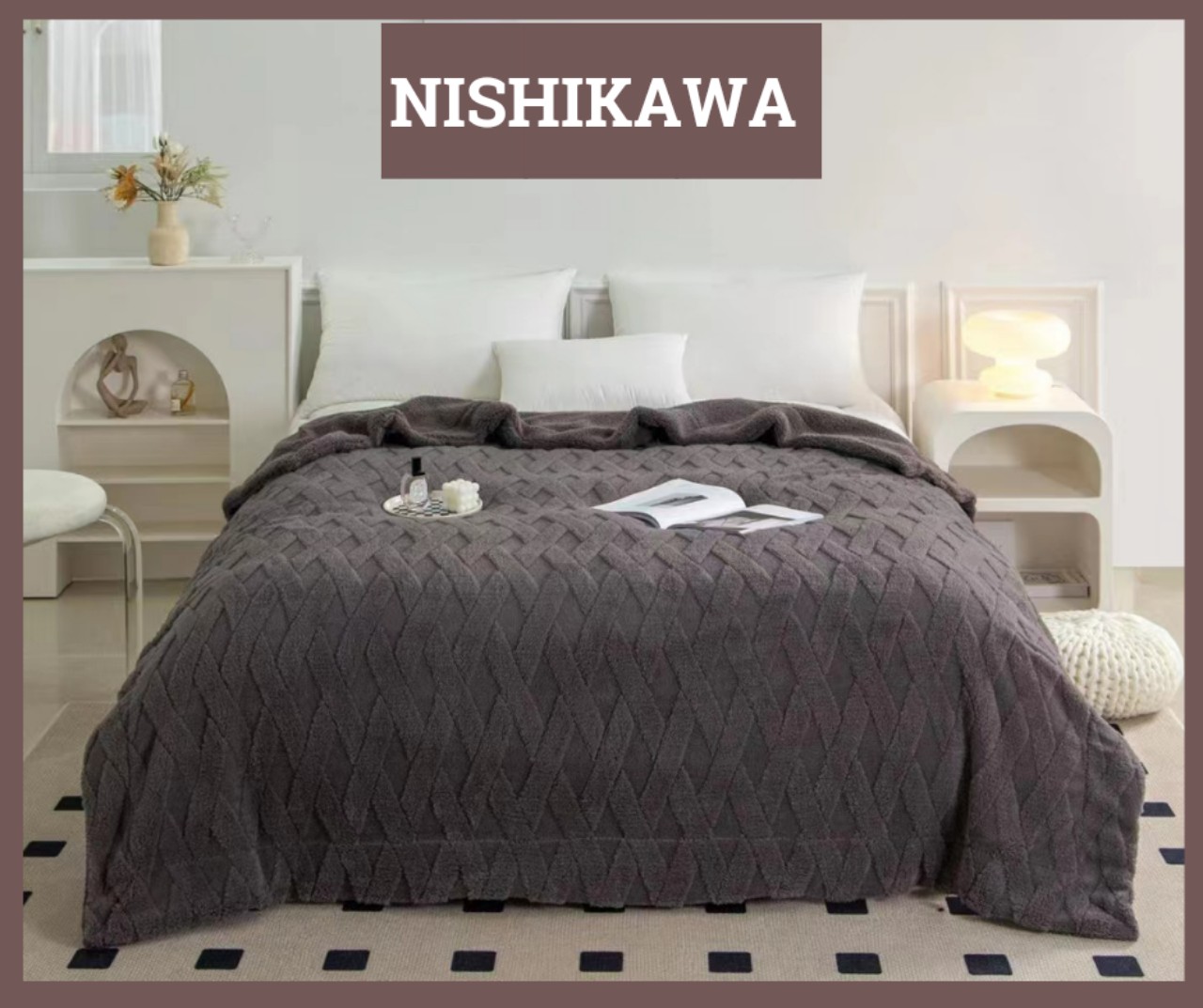 Chăn Len Lông Cừu Nhật Bản Nishikawa Cao Cấp Chính Hãng Trọng Lượng 2,4kg 2m x 2m3 VuaChanGa