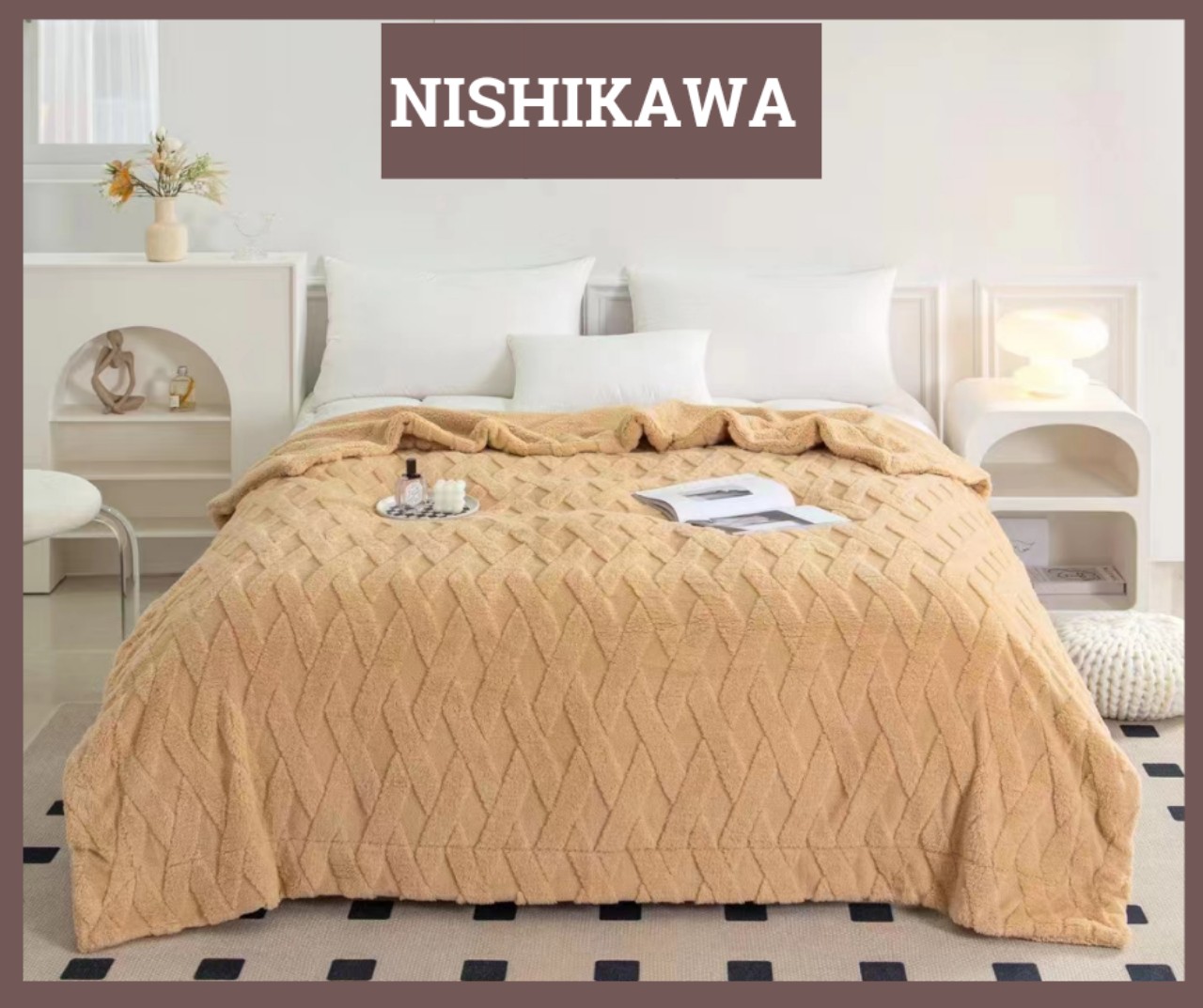 Chăn Len Lông Cừu Nhật Bản Nishikawa Cao Cấp Chính Hãng Trọng Lượng 2,4kg 2m x 2m3 VuaChanGa