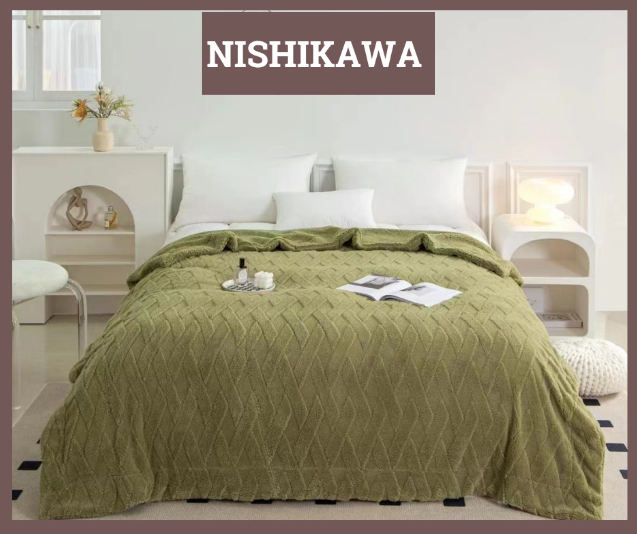 Chăn Len Lông Cừu Nhật Bản Nishikawa Cao Cấp Chính Hãng Trọng Lượng 2,4kg 2m x 2m3 VuaChanGa
