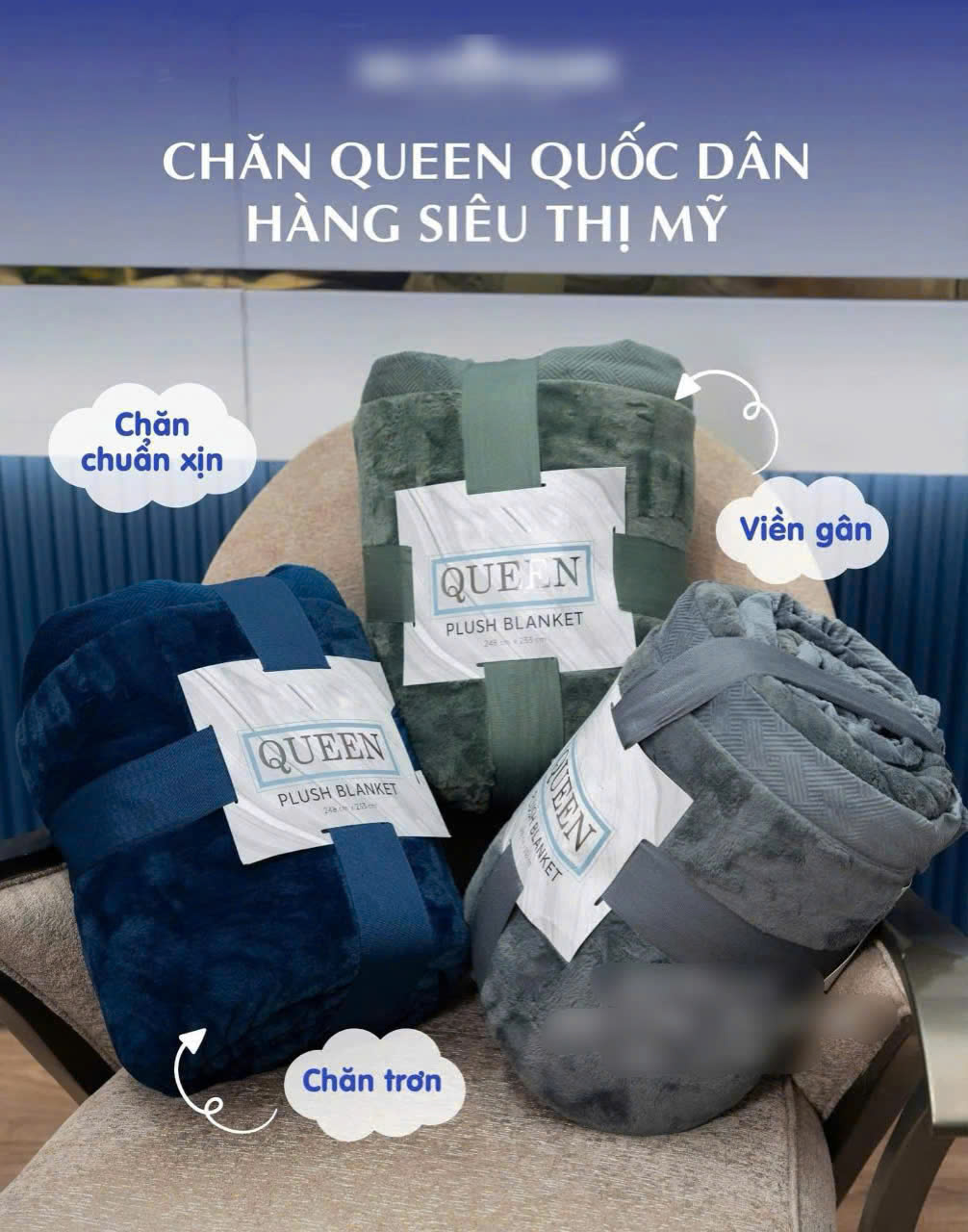 [Chăn Mỹ] Chăn Lông Cừu Kirkland Queen cao cấp khổ rộng Châu Âu 234 x 248cm