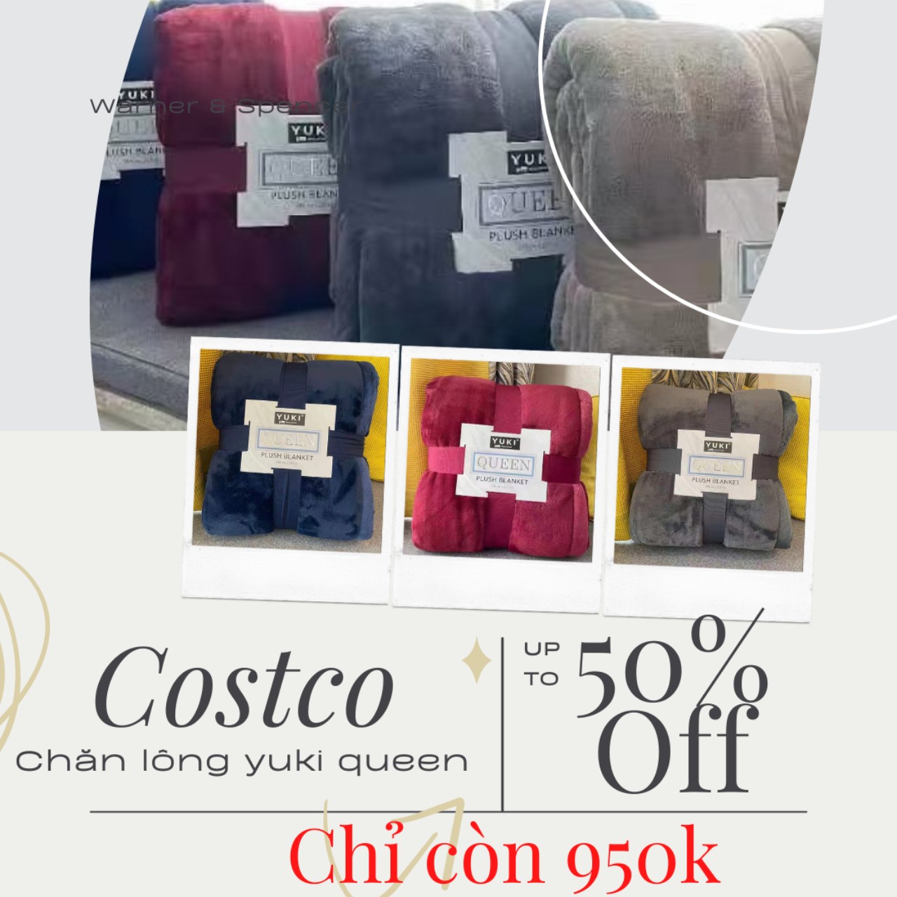Chăn Lông Cừu YUKI Queen Nhật Bản 248x234cm nặng 3,2kg Đẳng Cấp VuaChanGa