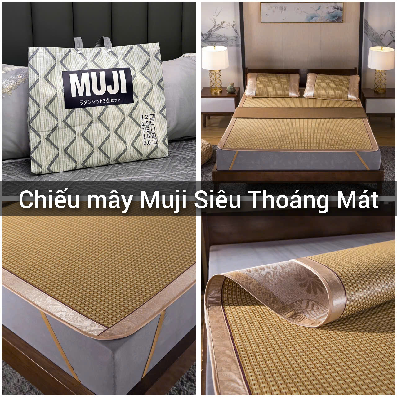 [Rẻ vô địch] Chiếu mây MUJI tự nhiên điều hòa cao cấp