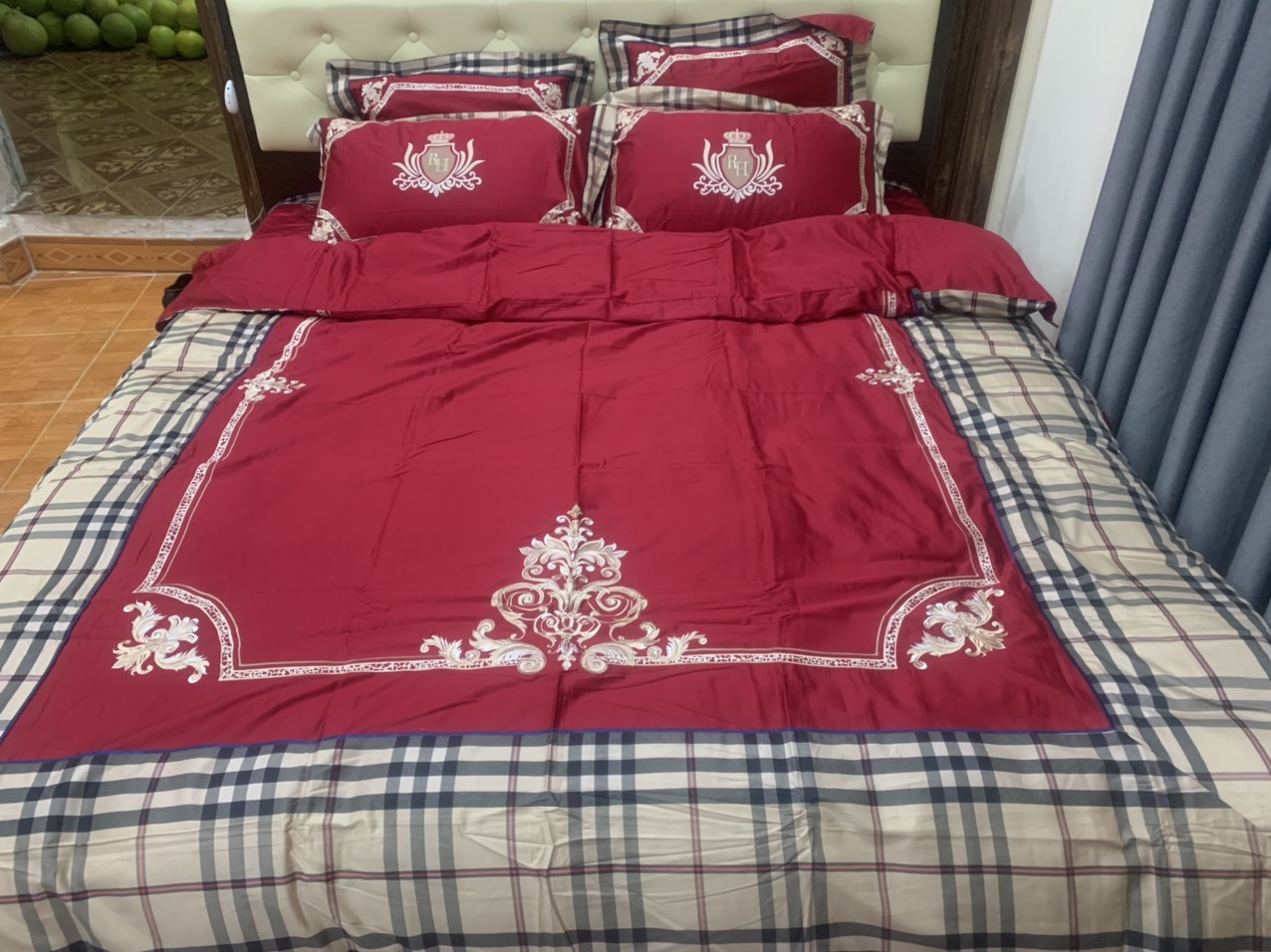 bộ chăn ga gối cotton lụa cưới cao cấp