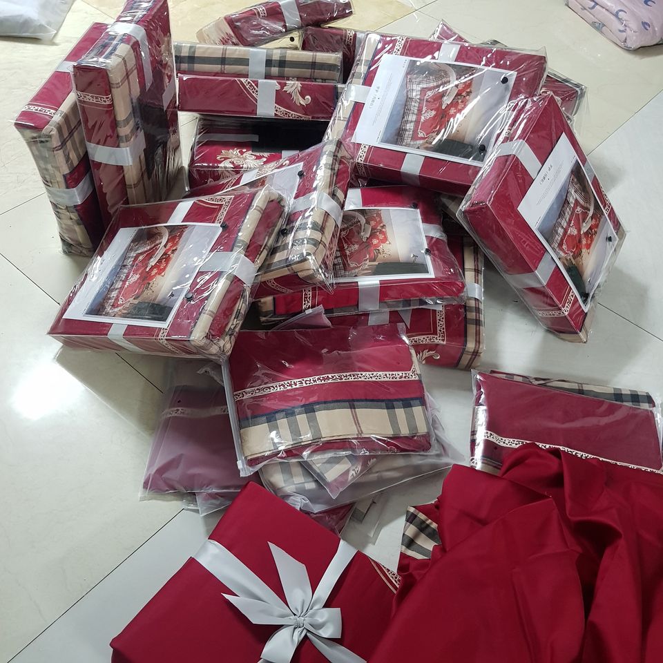 bộ chăn ga gối cotton lụa cưới cao cấp