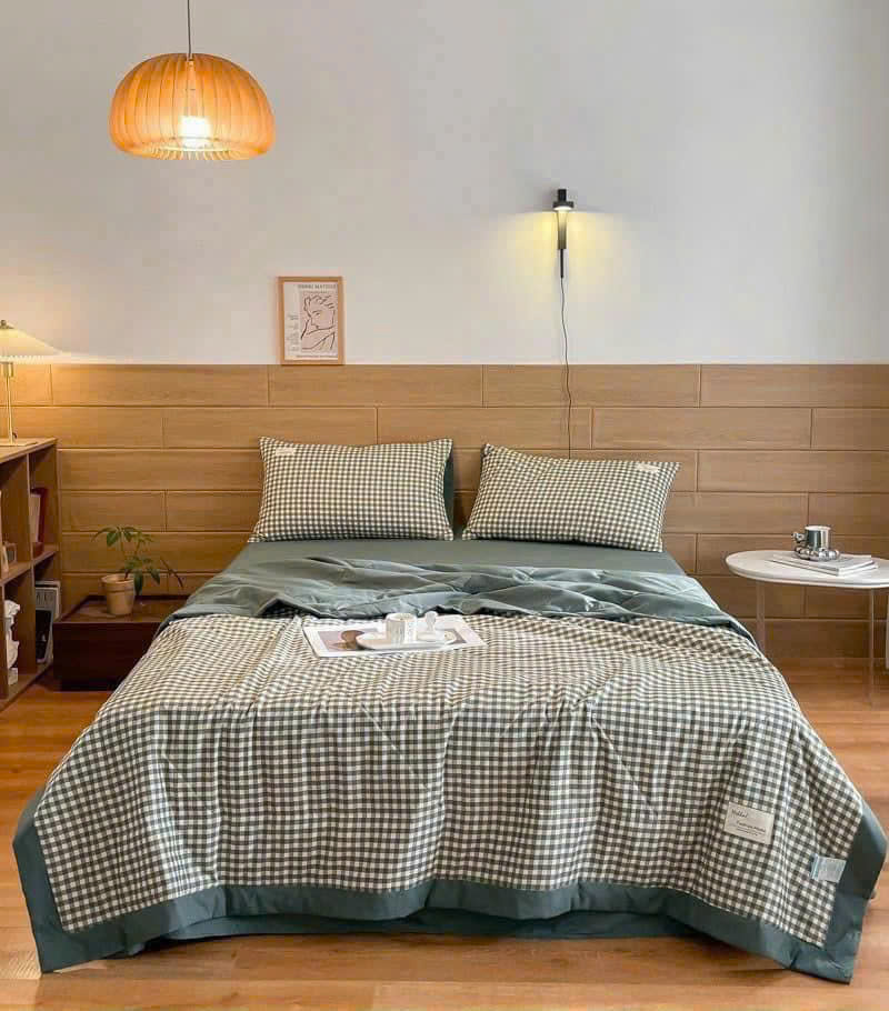 Bộ cotton đũi kẻ 4 món