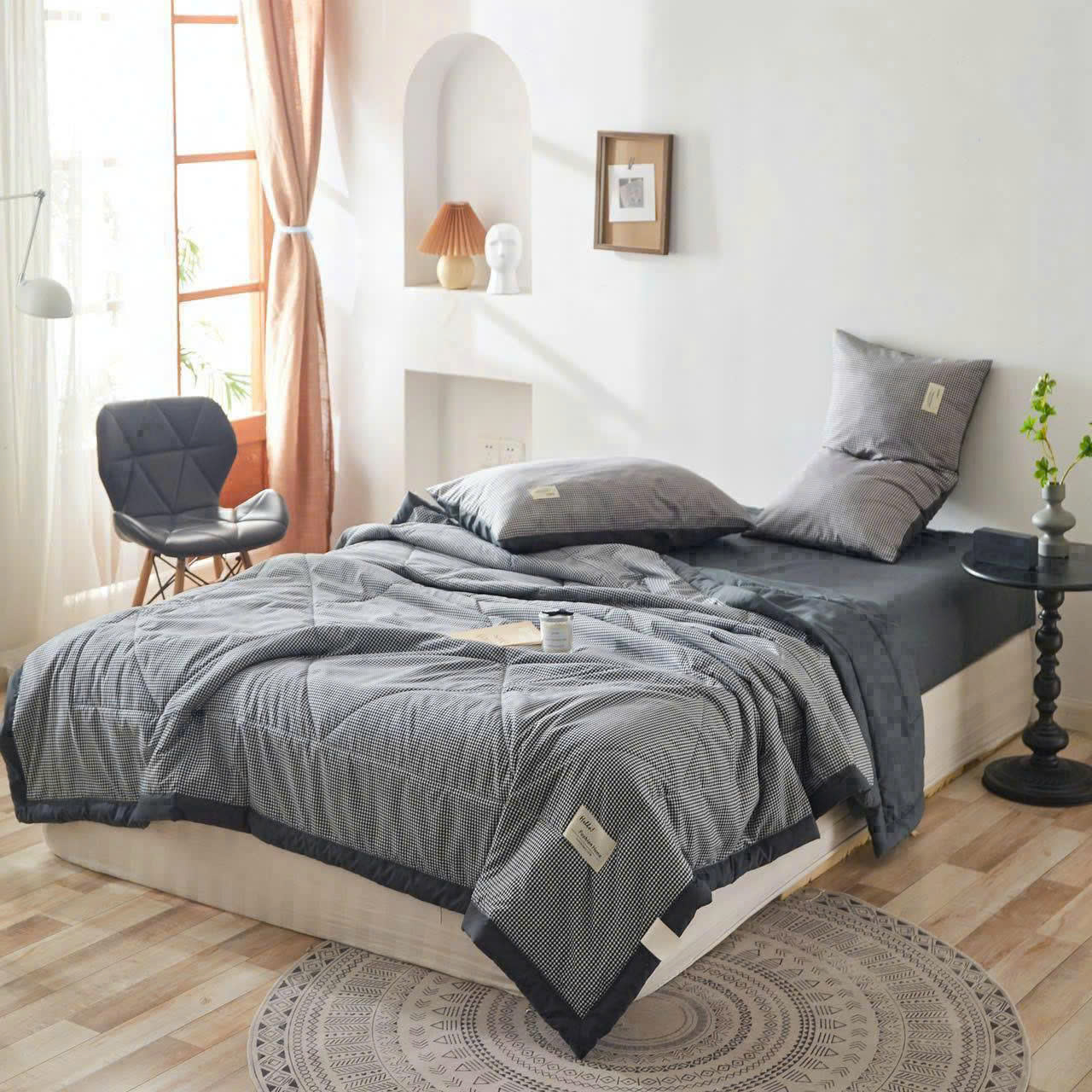 Bộ cotton đũi kẻ 4 món